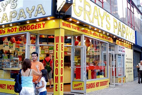 Grays papaya nyc - Ugly makes the best corn dogs, they've got a few locations. Grays Papaya, Coney Island Nathan’s, or anywhere that has k-dogs. Best hot dog is from Dominick’s truck in Woodhaven, Queens. But in Manhattan, Gray’s Papaya, Katz’s, and Crif Dogs are all great and different styles from each other.